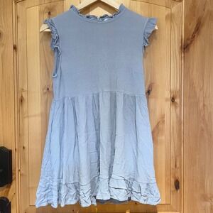 Urban Outfitters Coastal Ruffle Mini Dress Blue Babydoll Cottagecore Soft Girl